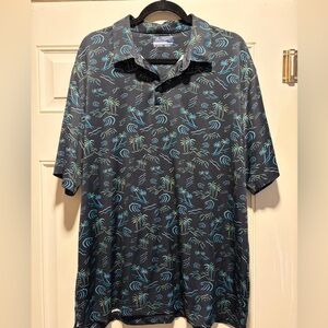 Ben Hogan Black and Blue Palm Print Polo Shirt